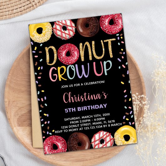 ブラックイエロードーナツ誕生日招待状 招待状