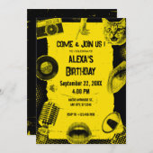 ブラックイエローパンクグランジアーポップ・アートのト招待状 招待状 (正面/裏面)