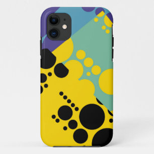 ブラックイエローパープル水玉模様シームレスパターン iPhone 11 ケース