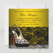 ブラックイエローヒョウバースデーパーティ招待状 招待状 (裏面)