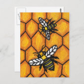 ブラックイエロービーズホワイトウイングオンゴールデンハニカム ポストカード (正面/裏面)