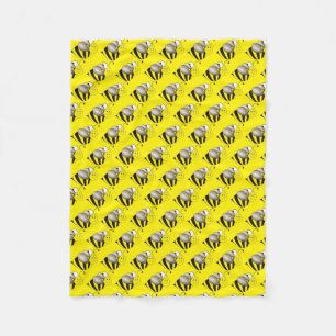 ブラックイエロービーハニー昆虫(昆虫)マルハナバチプリント フリースブランケット
