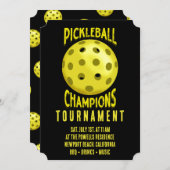 ブラックイエローピックルボールトーナメント招待状 招待状 (正面/裏面)