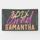 ブラックイエローピンクグリーン高校ファンキー卒業 横断幕 (横)