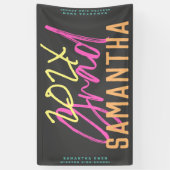 ブラックイエローピンクグリーン高校ファンキー卒業 横断幕 (縦)