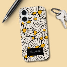 ブラックイエローフローラマチスブロックプリント