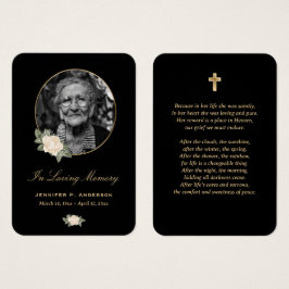 ブラックイエローフローラメモリアル葬儀祈りの言葉カード