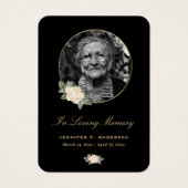 ブラックイエローフローラメモリアル葬儀祈りの言葉カード (正面)