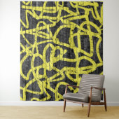 ブラックイエローブリックグラフィティヒップホップパーティー背景 タペストリー (インサイチュ)