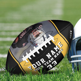 ブラックイエロープレイヤー名番号チームフォト アメリカンフットボール