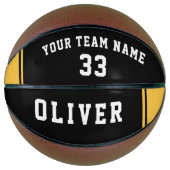 ブラックイエロープレーヤーチーム番号名 バスケットボール (正面)