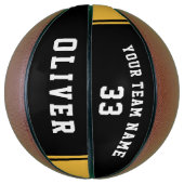 ブラックイエロープレーヤーチーム番号名 バスケットボール (縦)