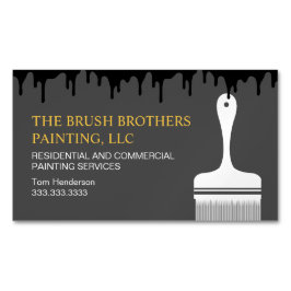 ブラックイエロープロフェッショナルハウスペインター マグネット名刺