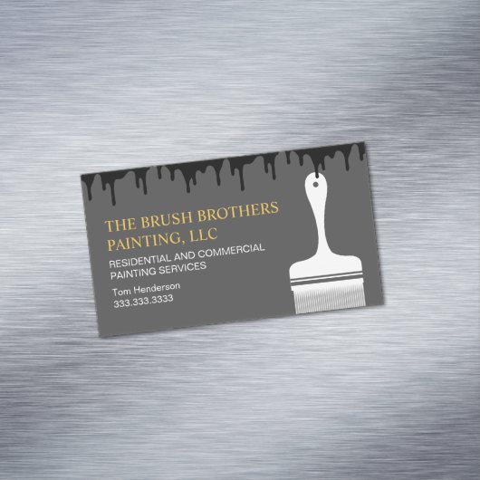 ブラックイエロープロフェッショナルハウスペインター マグネット名刺 (インサイチュ)