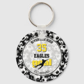 ブラックイエローホワイトスクールチームの女子サッカー キーホルダー (正面)