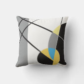 ブラックイエローホワイトブルーモダン抽象デザイン クッション (裏面)