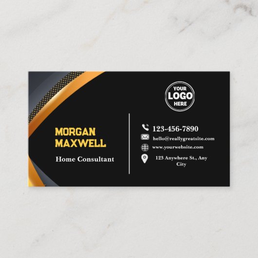 ブラックイエローホームエレガントコンモダンサルタント 名刺 (正面)