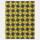 ブラックイエローメタリック調べマスと金ゴールド フリースブランケット (正面)