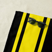 ブラックイエローレーシングストライプズモノグラム ビーチタオル (インサイチュ)