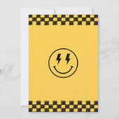 ブラックイエローワンハッピーダドフォトグルーヴィ誕生日 招待状 (裏面)