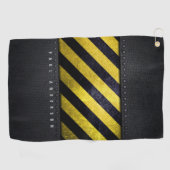 ブラックイエロー危険度ストライプ建築技術者 ゴルフタオル (横)