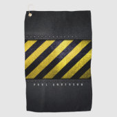 ブラックイエロー危険度ストライプ建築技術者 ゴルフタオル (正面)