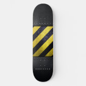 ブラックイエロー危険度ストライプ建築技術者 スケートボード (正面)