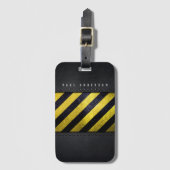 ブラックイエロー危険度ストライプ建築技術者 ラゲッジタグ (正面縦)