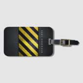 ブラックイエロー危険度ストライプ建築技術者 ラゲッジタグ (正面横)