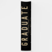 ブラックイエロー巨大金ゴールドモダングラッドアナウンスメントバ 横断幕 (縦)