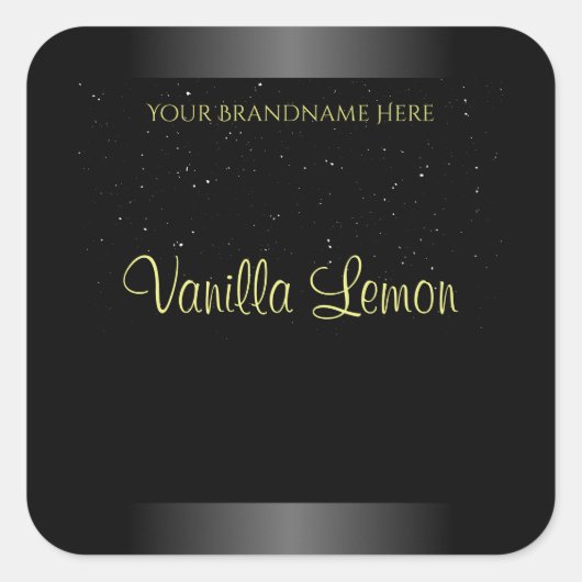 ブラックイエロー製品包装ラベルソフトグリッター スクエアシール (正面)