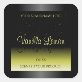 ブラックイエロー製品包装ラベルソフトグリッター スクエアシール