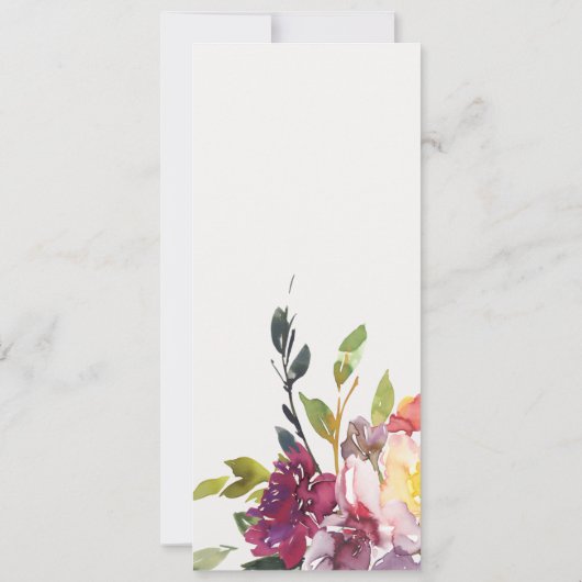 ブラックイエロー赤面ブルゴーニュフローラカップルのシャワー 招待状 (裏面)