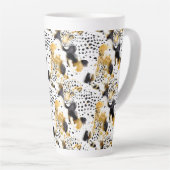 ブラックイエロー金ゴールドヒョウアニマルプリント カフェラテマグ (右アングル)