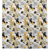 ブラックイエロー金ゴールドヒョウアニマルプリント シャワーカーテン (正面)