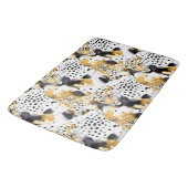 ブラックイエロー金ゴールドヒョウアニマルプリント バスマット (アングル)