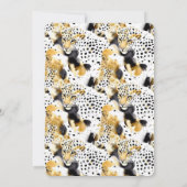 ブラックイエロー金ゴールドヒョウアニマルプリント 招待状 (裏面)