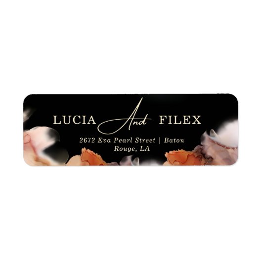 ブラックイスタイリッシュンクタイポグラフィ差出人住所 ラベル (正面)