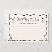 ブラックイタリアンブライダルシャワー日付ナイトアイディアカード 招待状 (正面)