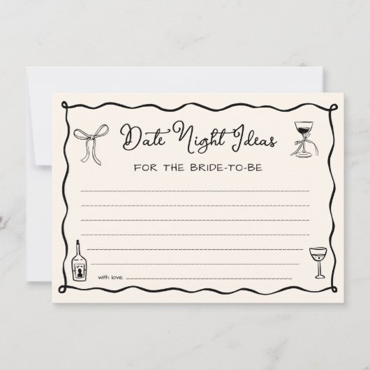 ブラックイタリアンブライダルシャワー日付ナイトアイディアカード 招待状 (正面)