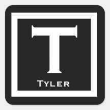 ブラックイニシャルネームキッズボーイパーティー新学期