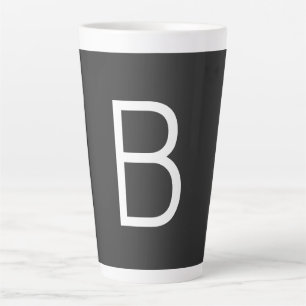 ブラックイニシャルレターモノグラムモダン カフェラテマグ