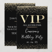 ブラックイベントまたはパーティーのゴールドVIP 招待状 (正面/裏面)