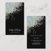 ブラックイヤリングジュエリーホログラフィックグリッターディスプレイ 名刺 (正面/裏面)