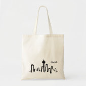 ブラックインクのシアトルのスカイライン トートバッグ (正面)