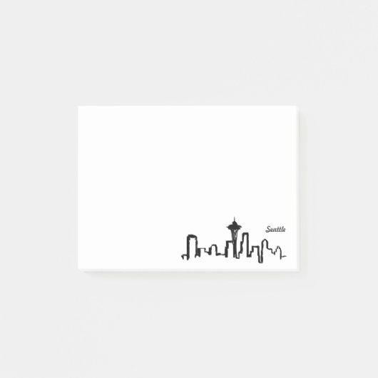 ブラックインクのシアトルのスカイライン ポストイット (正面)