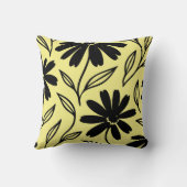 ブラックインクのデイジー 黄色 ボーホー クッション (裏面)