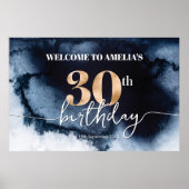 ブラックインクウォーターの色の誕生日ウォールバナーのポスター ポスター (正面)