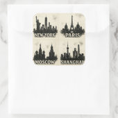 ブラックインクシティスカイライン – ニューヨーク、パリ、モスクワ スクエアシール (バッグ)
