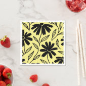 ブラックインクデイジーイエローボホブライダルシャワー スタンダードカクテルナプキン (インサイチュ)